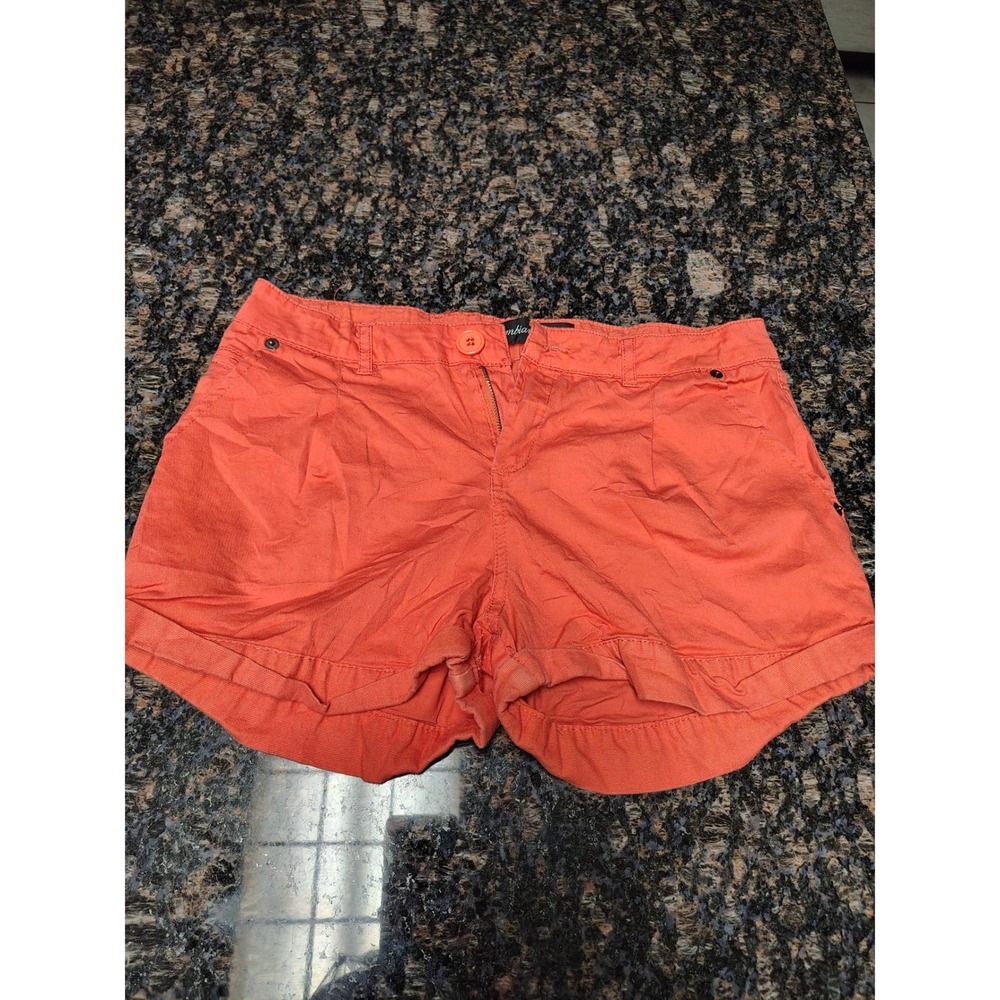 Ambiance Apparel Womens Orange Cuffed Casual Shorts Size S